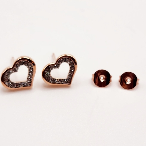 Dainty Rose Gold Plated Heart Studs - Picture 5 of 10
